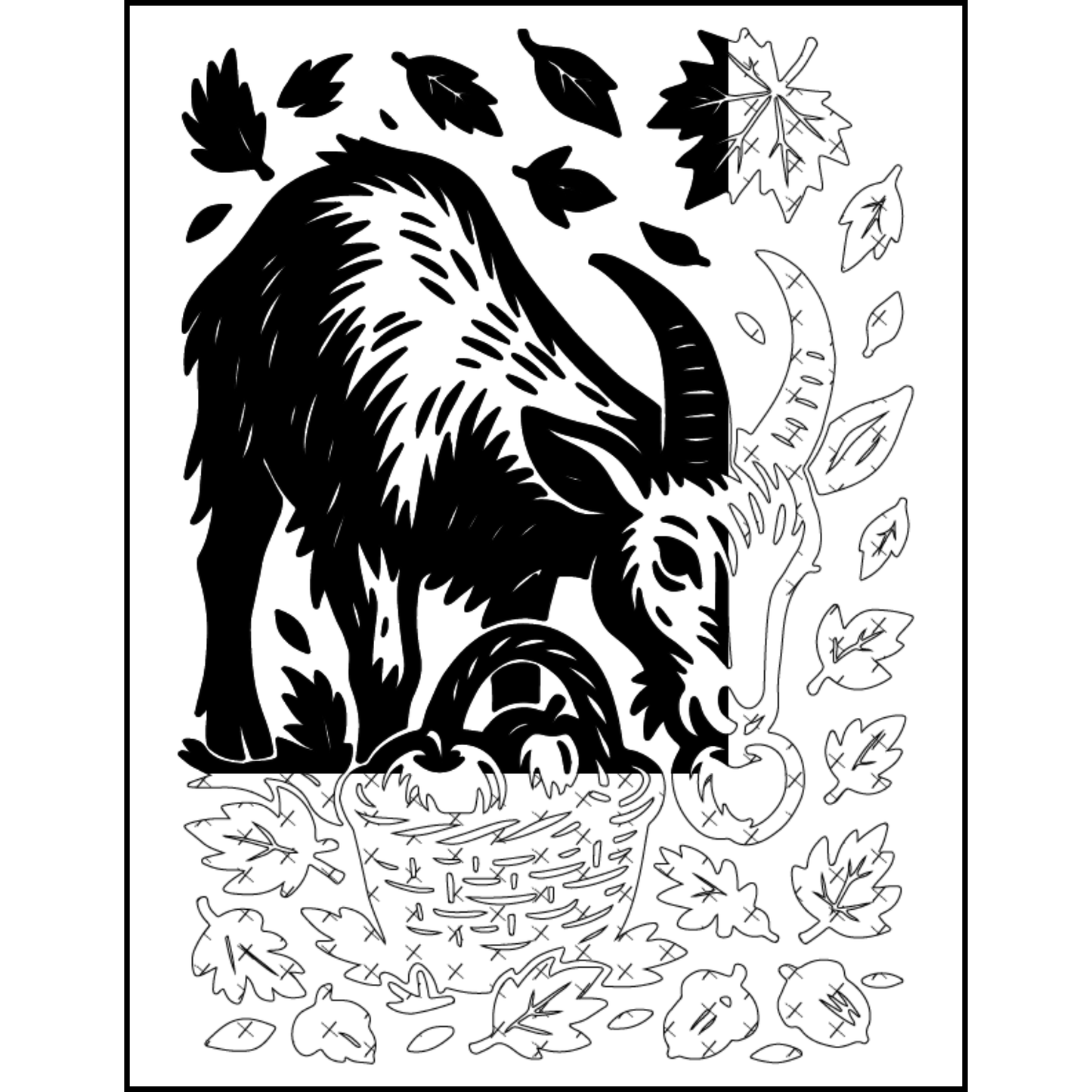 coloring book monochrome fall